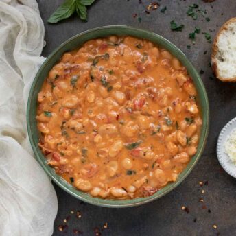 Marry Me White Beans in a green bowl.