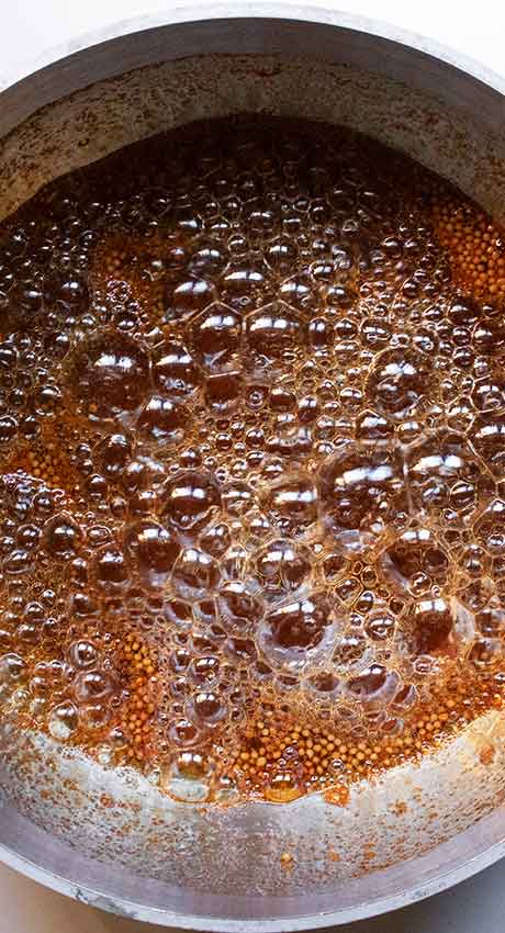 Brine coming to a boil.