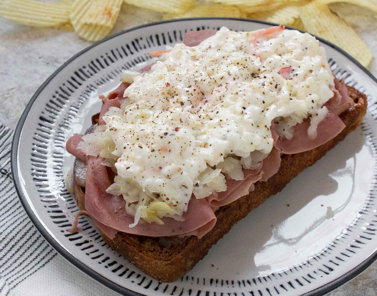 Reuben Fried Toast on a plate.
