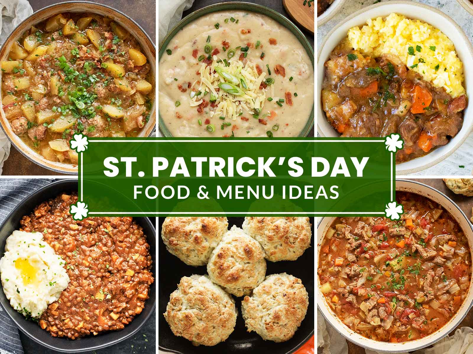 A photo collage of St. Patrick's Day recipes.