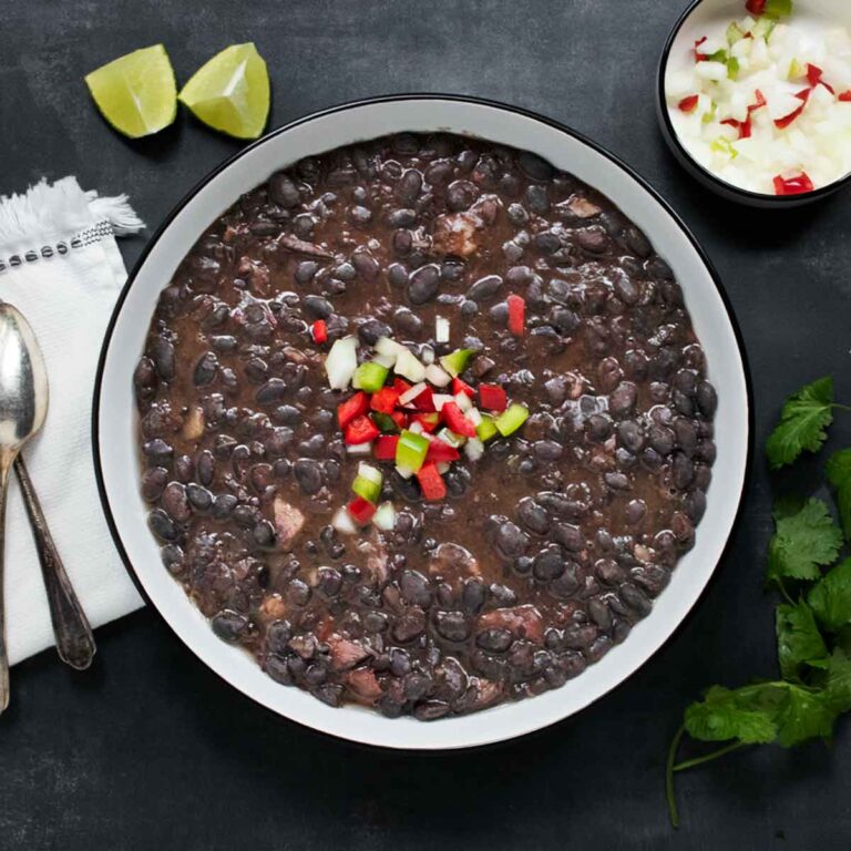A bowl of Cuban Black Bean Soup.