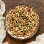 Overhead view of a bowl of Easy Dirty Rice.