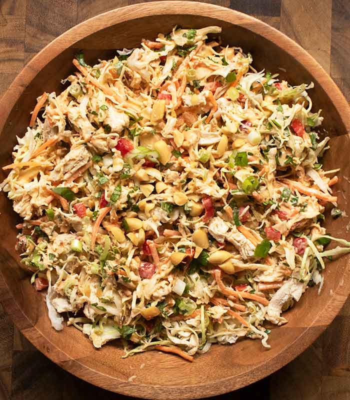 The finished dressing in the salad bowl.