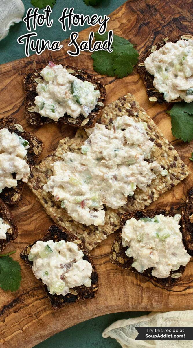 Pinterest pin image for Hot Honey Tuna Salad.