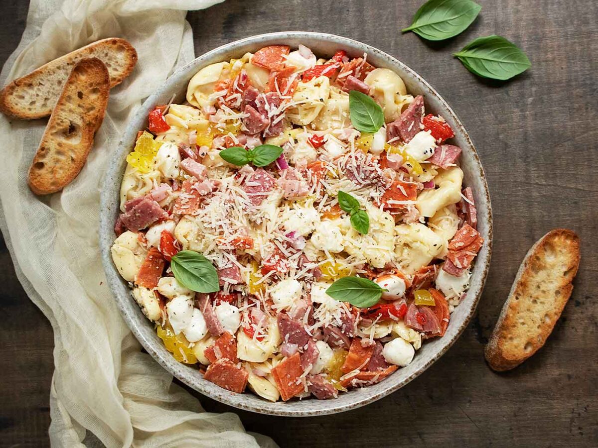 Italian Grinder Tortellini Salad in a bowl.