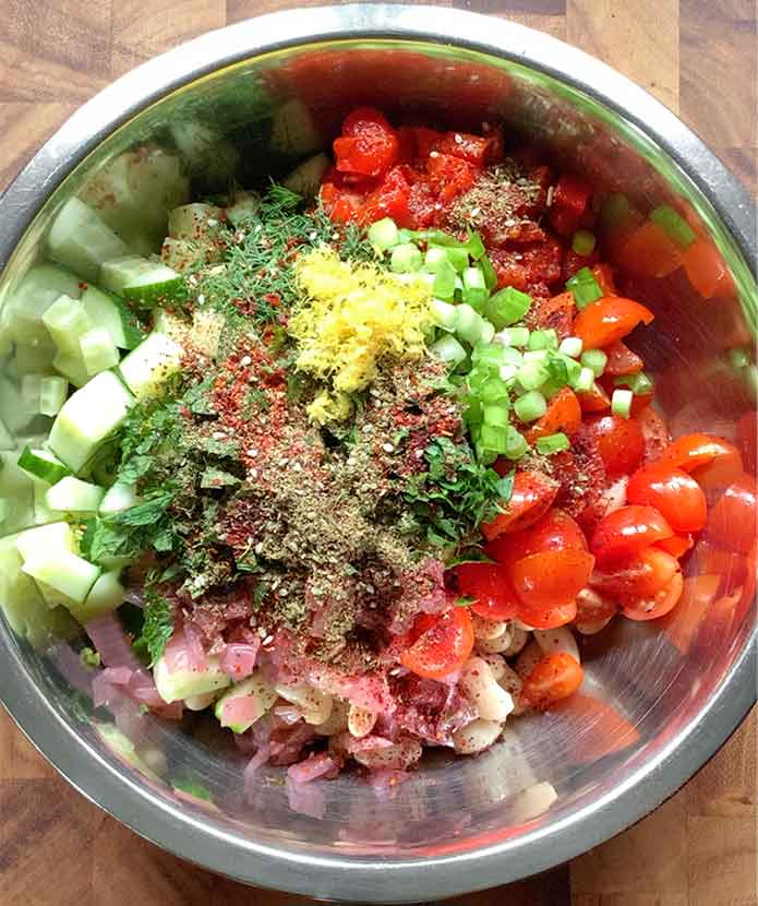 Spices added on top.