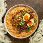 Spicy Peanut Chili Crisp Ramen Noodle Soup in a bowl.